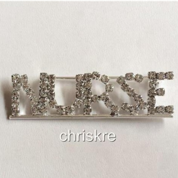 Silver Crystal NURSE Nursing Pin Brooch RN LPN CNA - Picture 3 of 5